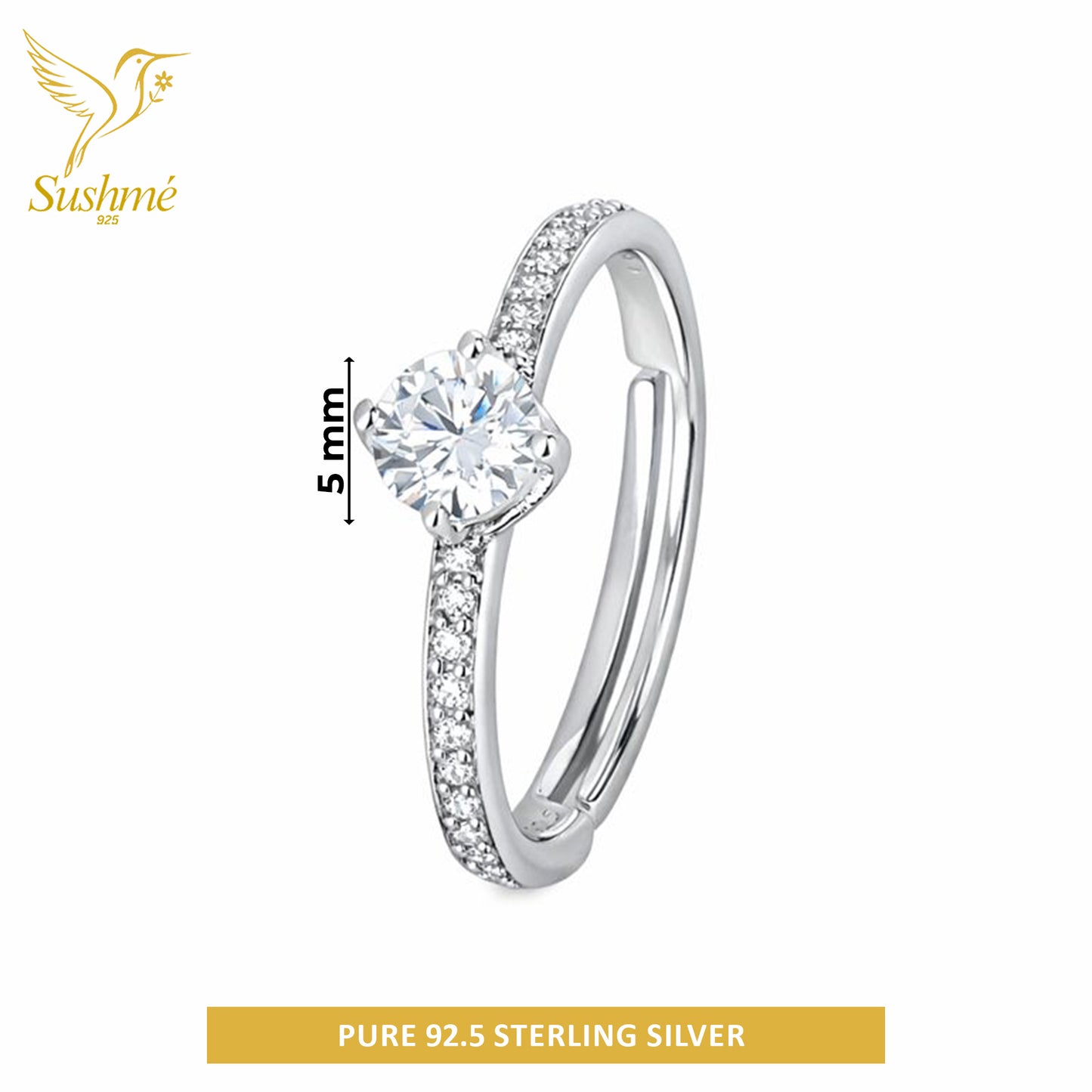 Silver Sparkle Solitaire Ring