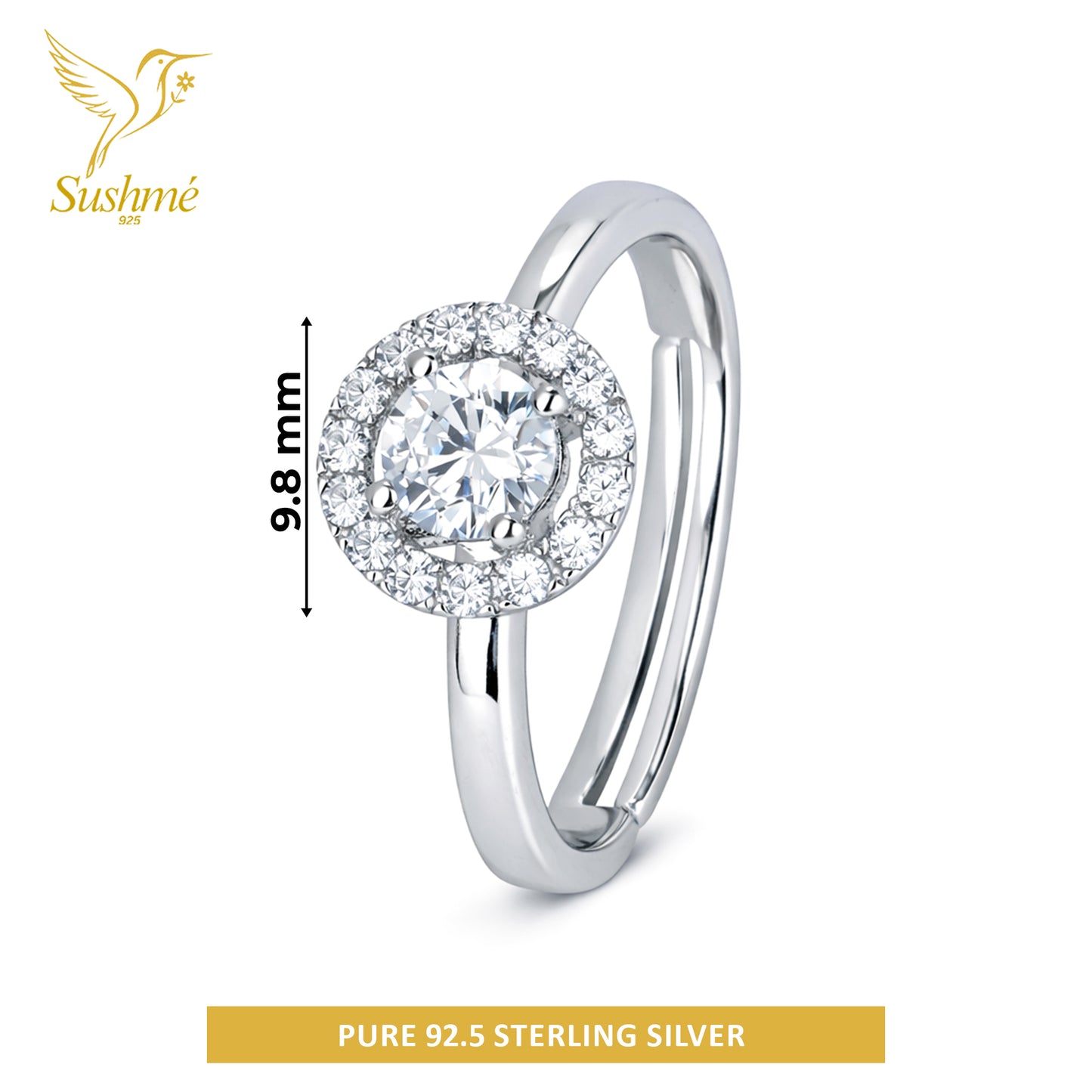 Silver Halo Glow Solitaire Ring