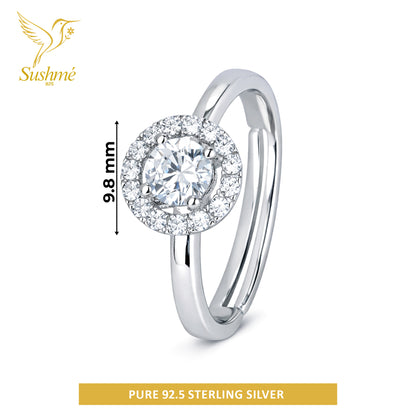 Silver Halo Glow Solitaire Ring