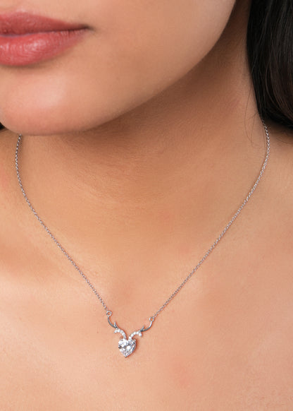 Silver Divine Deer Pendant Necklace