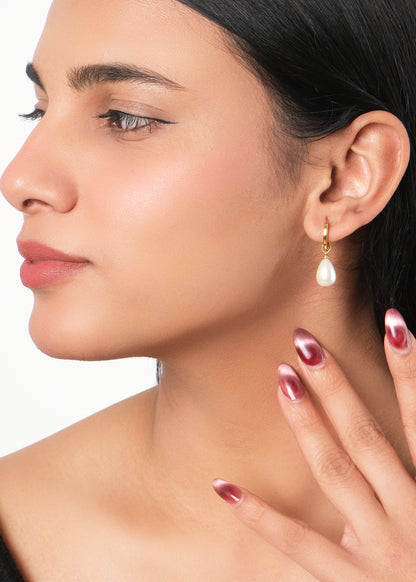 Silver Angel Pearl Drop Bali Earring