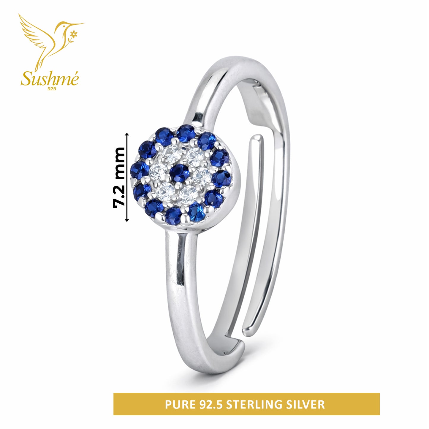 Silver Evil Eye Charm Ring