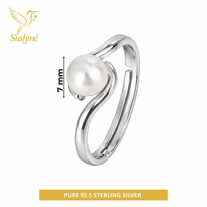 Silver Pearl Embrace Ring