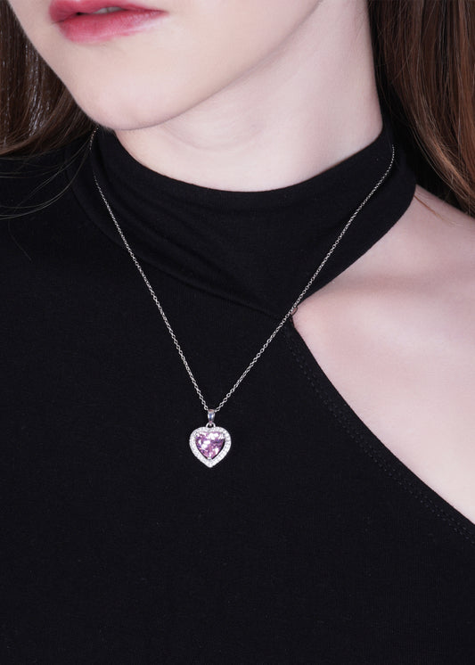 Silver Heart Solitaire Pendant Necklace