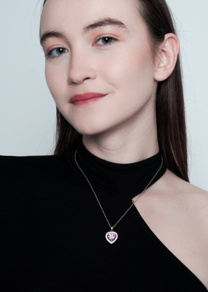 Silver Heart Solitaire Pendant Necklace