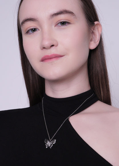 Silver Butterfly Pendant Necklace