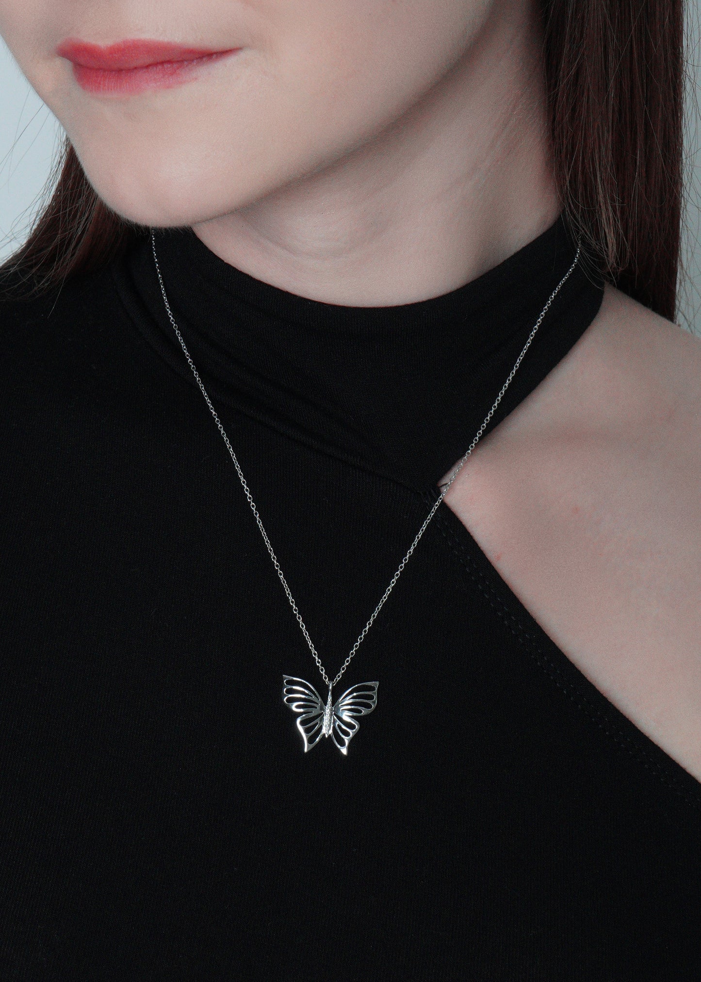 Silver Butterfly Pendant Necklace