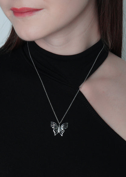 Silver Butterfly Pendant Necklace