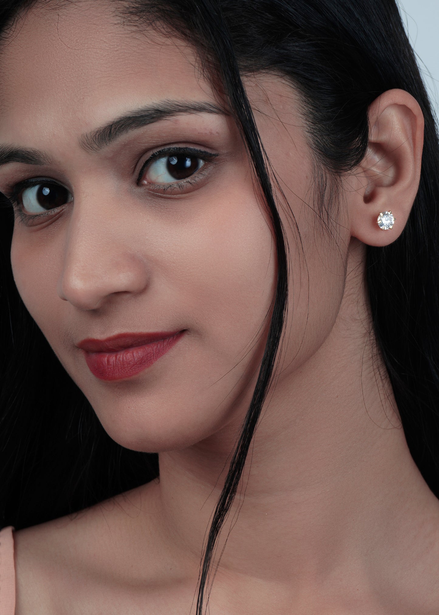 Silver Classic Solitaire Stud Earring