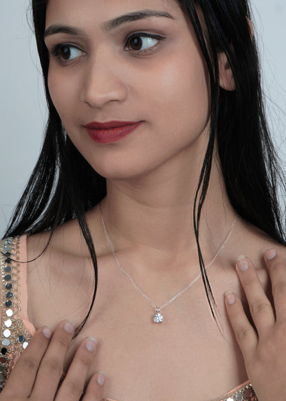 Silver Classic Solitaire Necklace