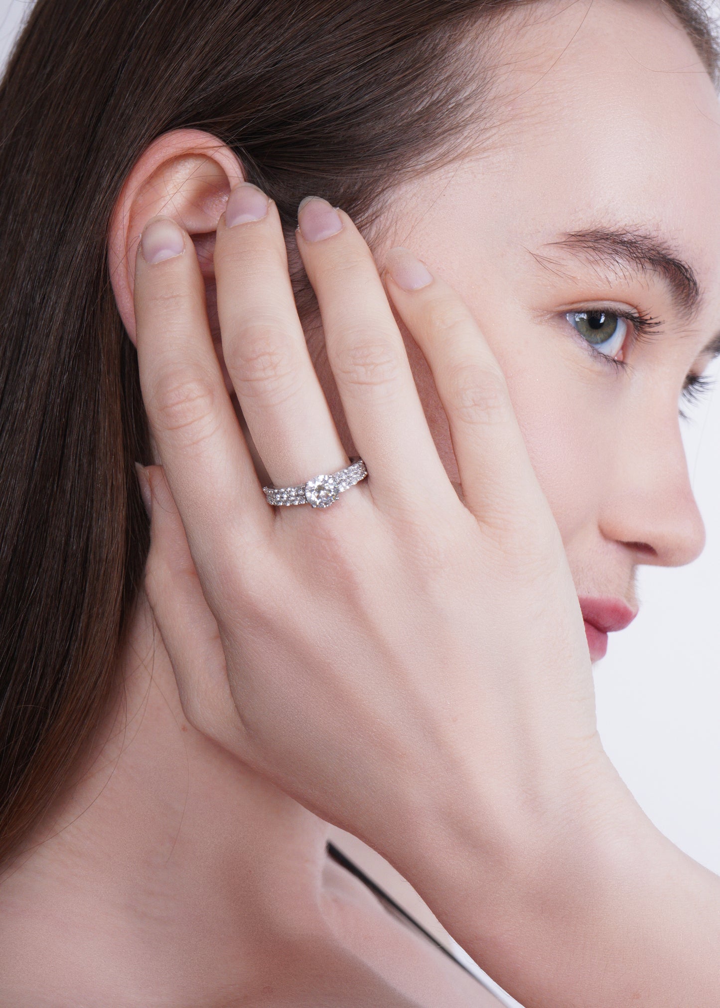 Silver Twin Spark Solitaire Ring