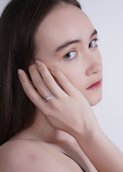 Silver Aura Solitaire Ring