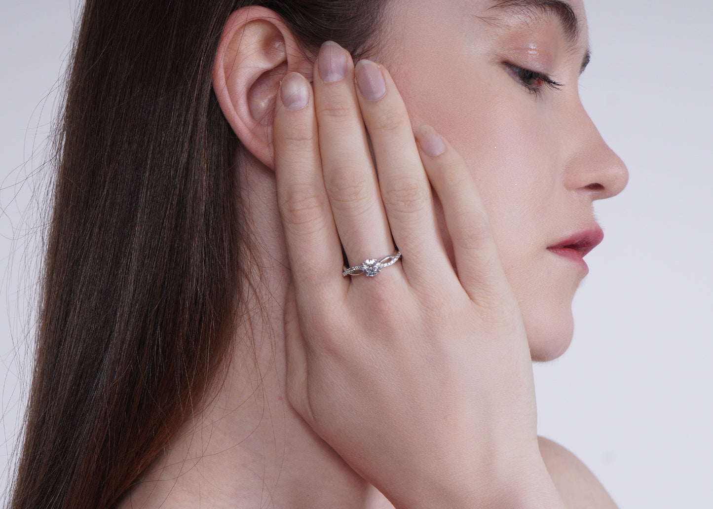 Silver Aura Solitaire Ring