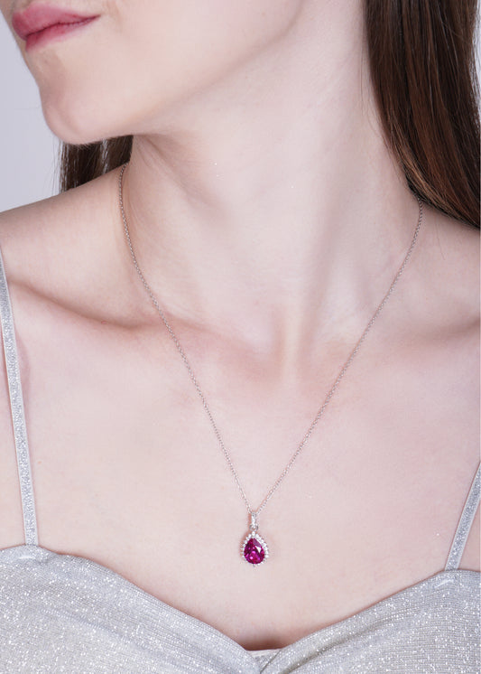 Silver Priya Pear Pendant Necklace