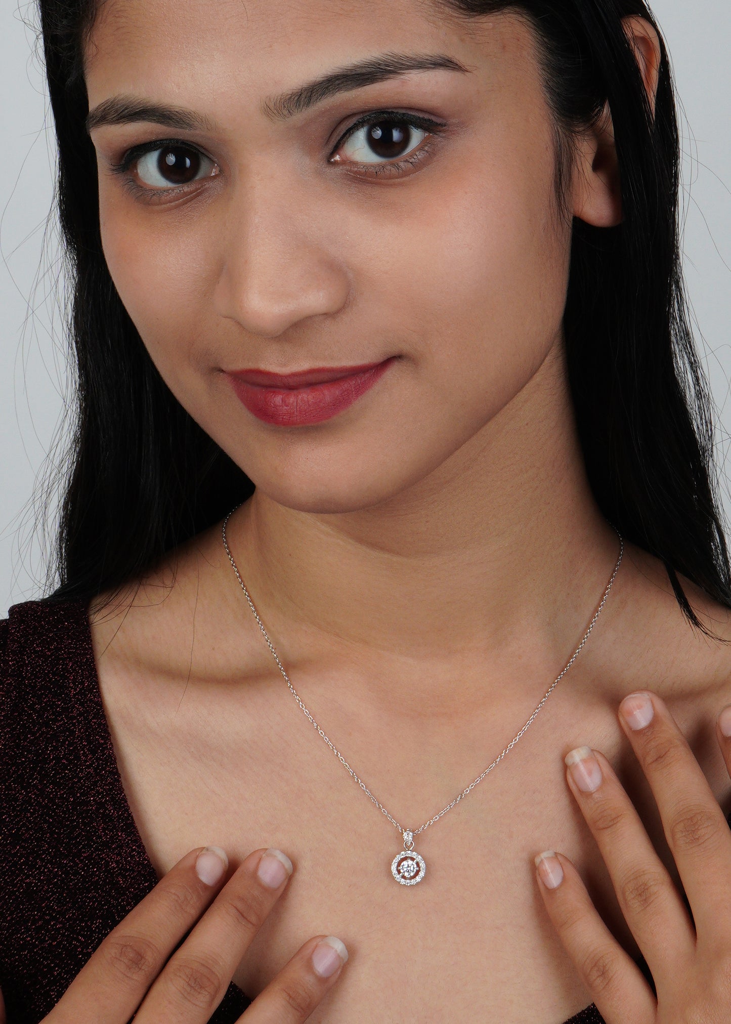 Silver Hanna Halo Solitaire Necklace