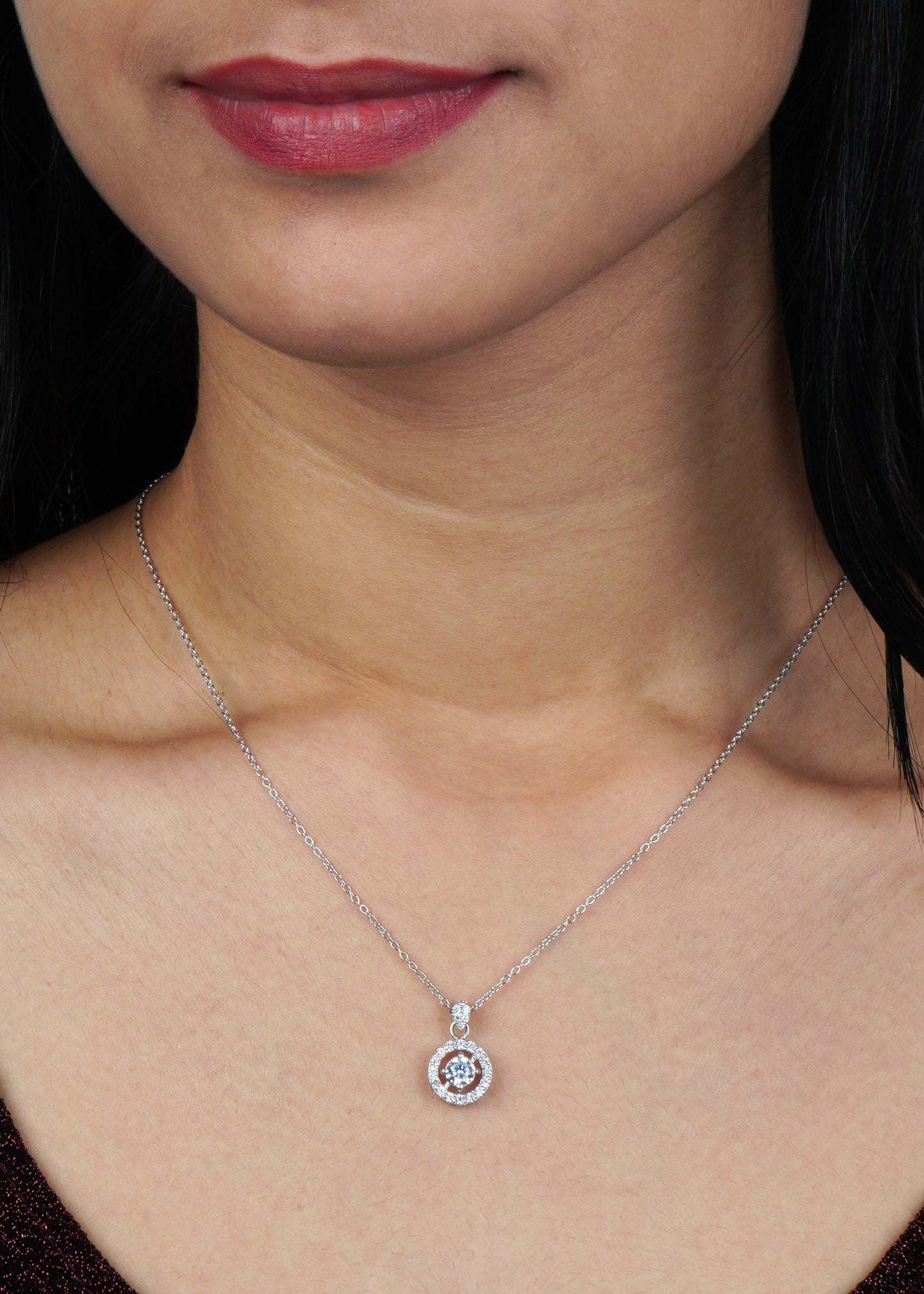 Silver Hanna Halo Solitaire Necklace