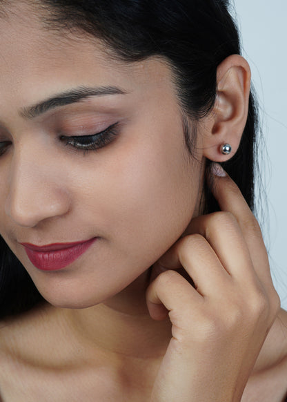 Silver Ball Stud Earring