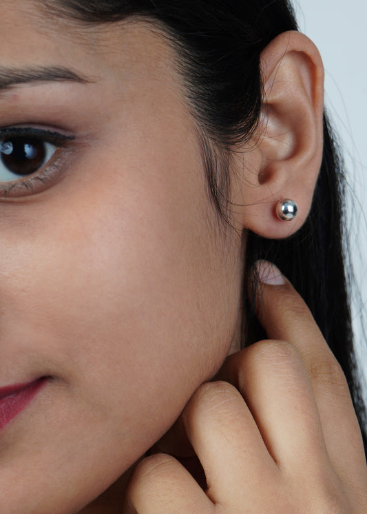 Silver Ball Stud Earring