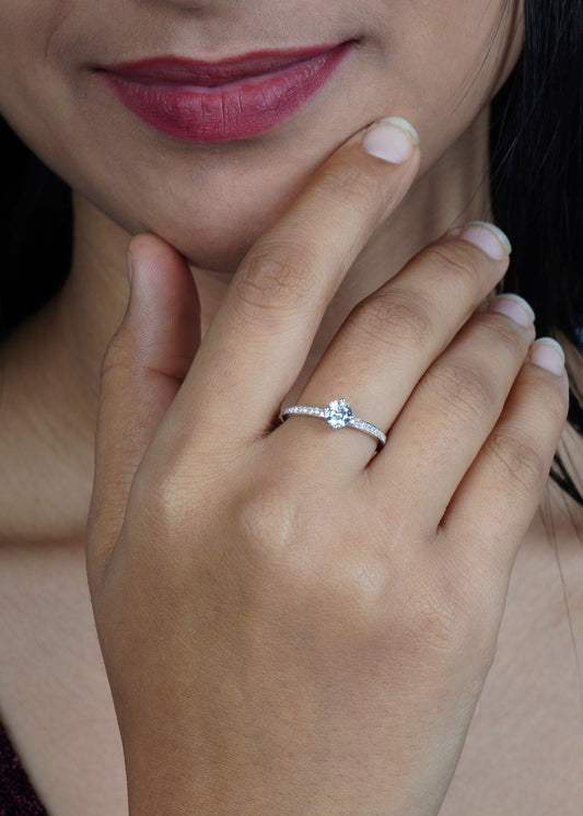 Silver Sparkle Solitaire Ring