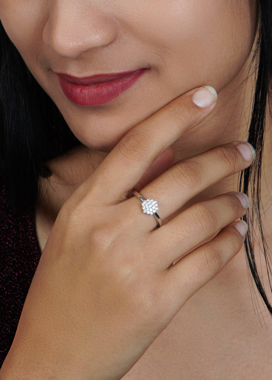 Silver Twinkle Cluster Ring
