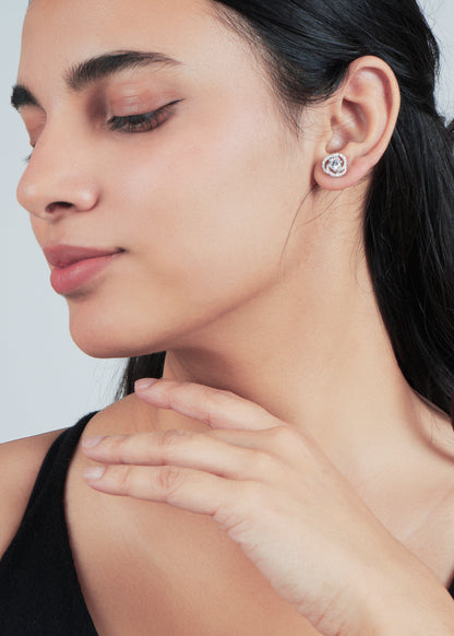 Silver Akansha Weave Stud Earring