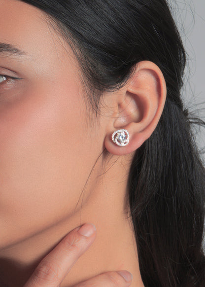 Silver Akansha Weave Stud Earring