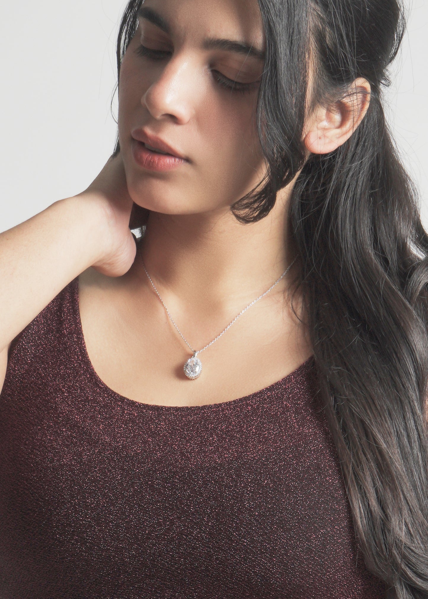 Silver Myra Mirror Solitaire Pendant Necklace