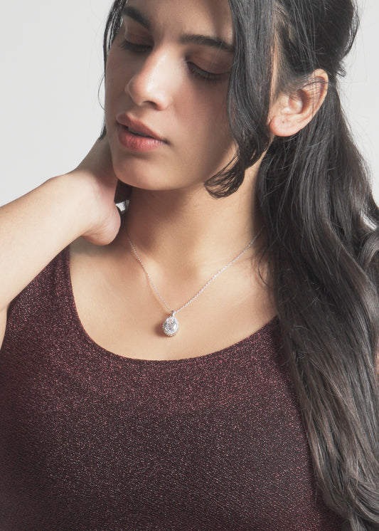 Silver Myra Mirror Solitaire Pendant Necklace