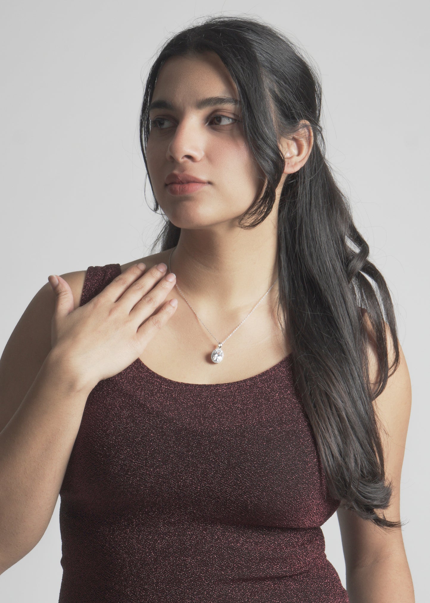 Silver Myra Mirror Solitaire Pendant Necklace