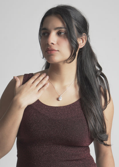 Silver Myra Mirror Solitaire Pendant Necklace