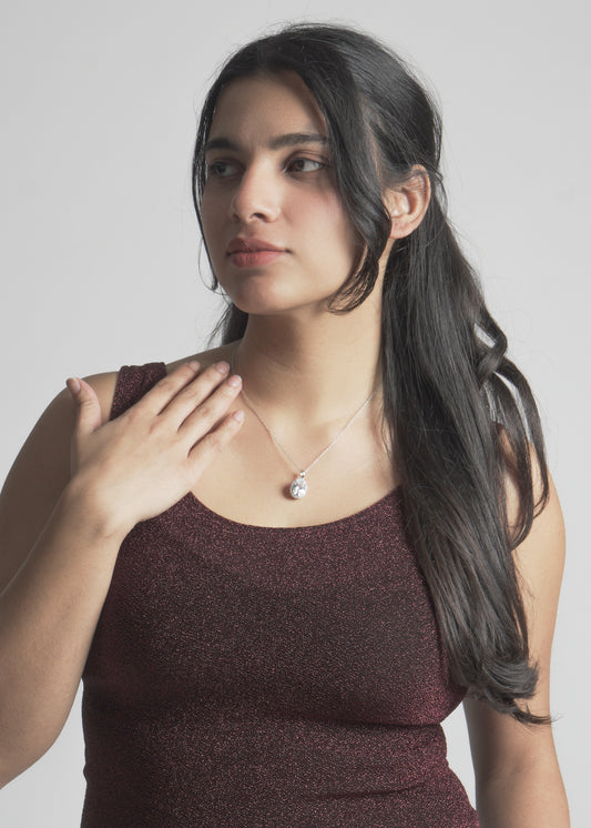 Silver Myra Mirror Solitaire Pendant Necklace