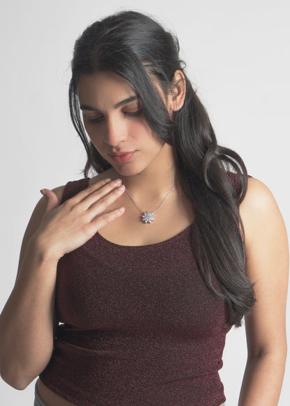 Silver Hanna Floral Pendant Necklace