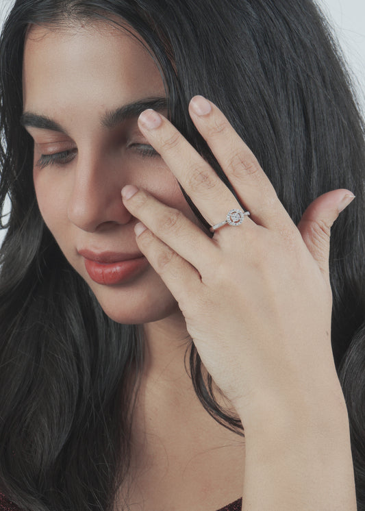 Silver Halo Dazzle Solitaire Ring