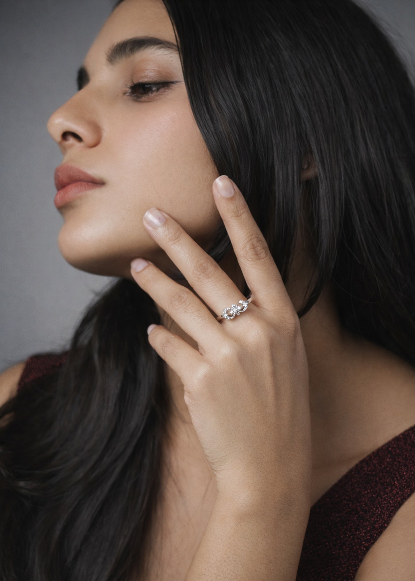 Silver infinity floral Ring