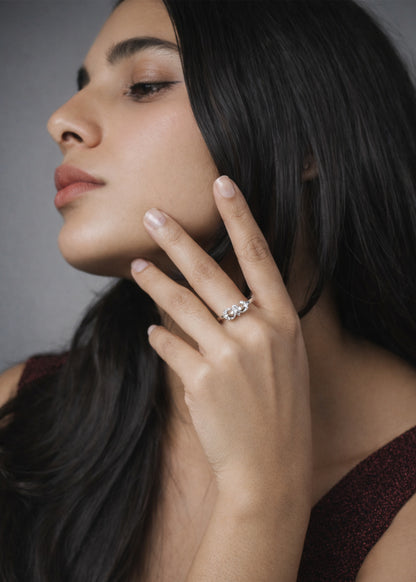 Silver infinity floral Ring