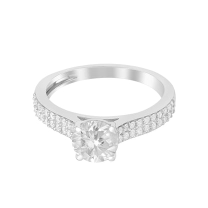 Silver Twin Spark Solitaire Ring