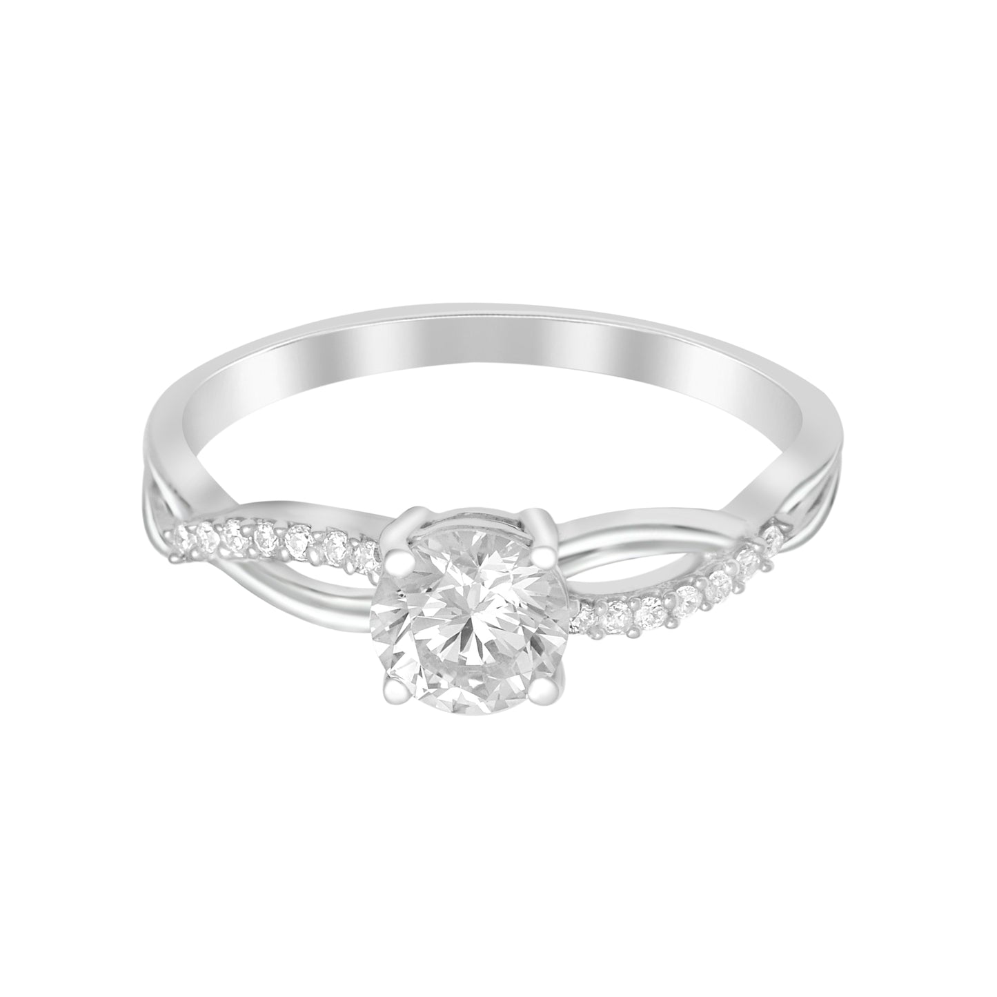 Silver Aura Solitaire Ring