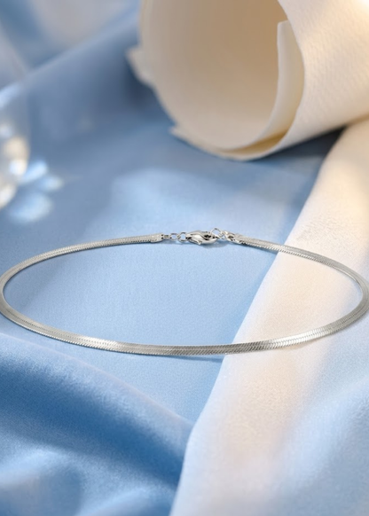 Silver Herringbone Chain Anklet