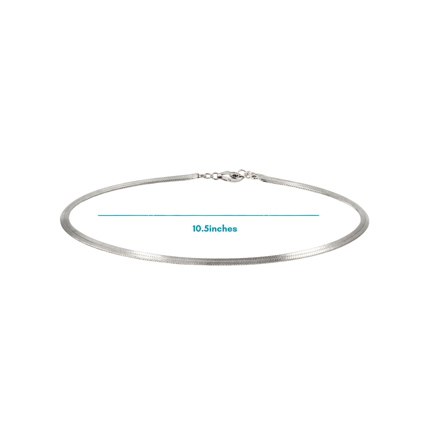 Silver Herringbone Chain Anklet