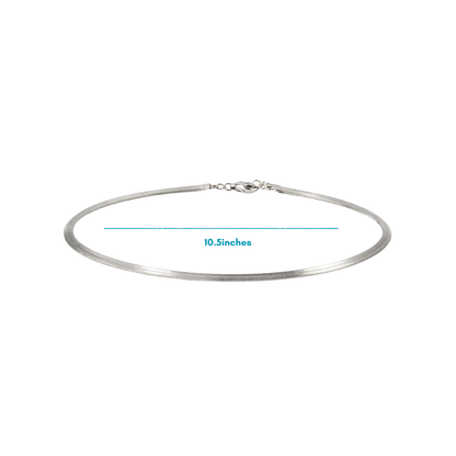 Silver Herringbone Chain Anklet