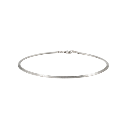 Silver Herringbone Chain Anklet
