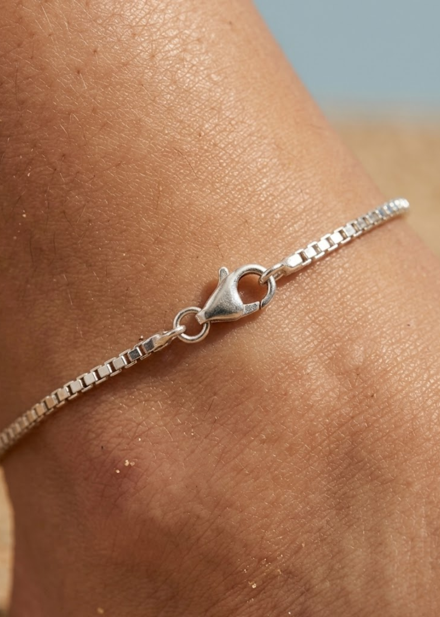 Silver Box Chain Anklet