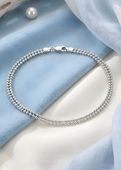 Silver Double Bead Chain Anklet