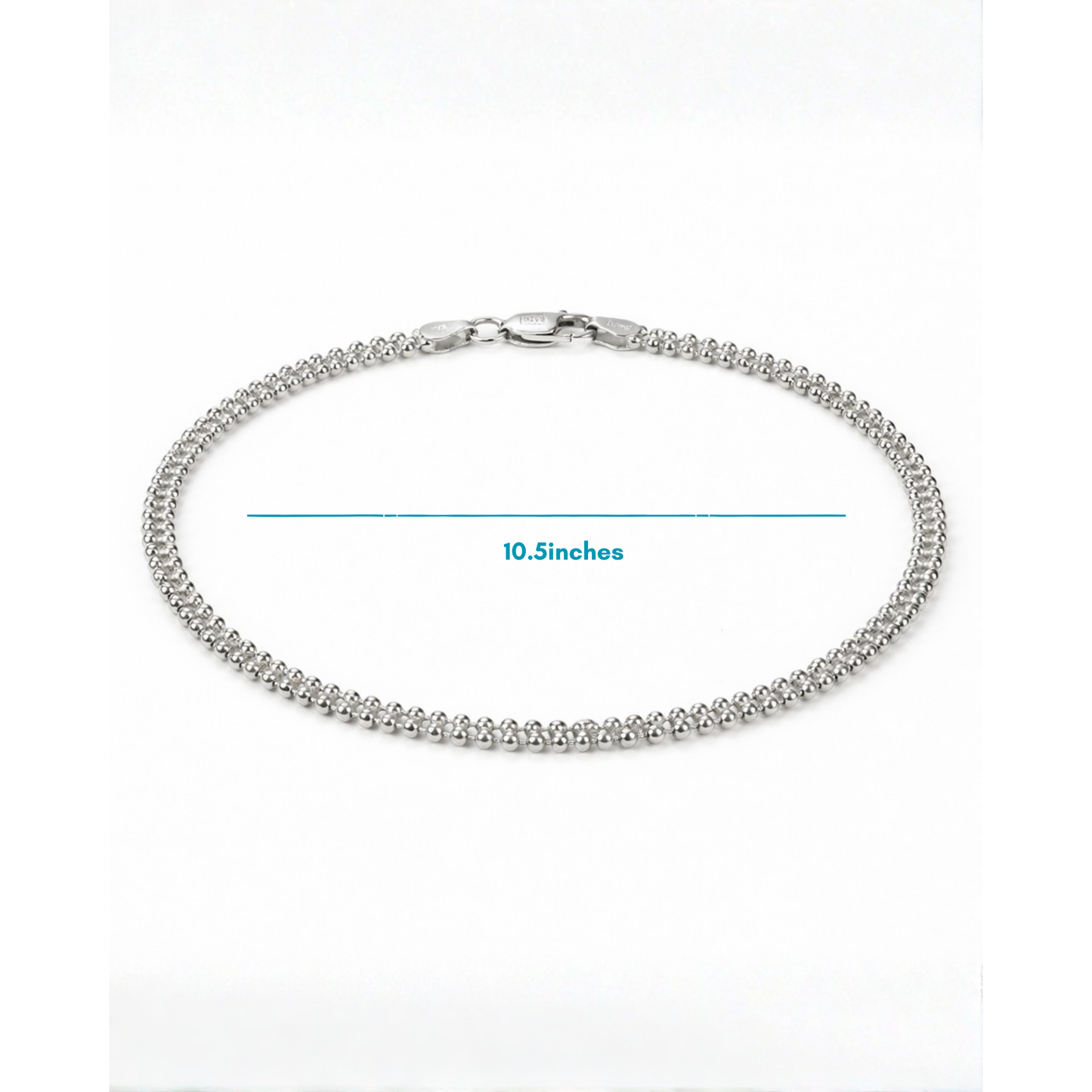 Silver Double Bead Chain Anklet