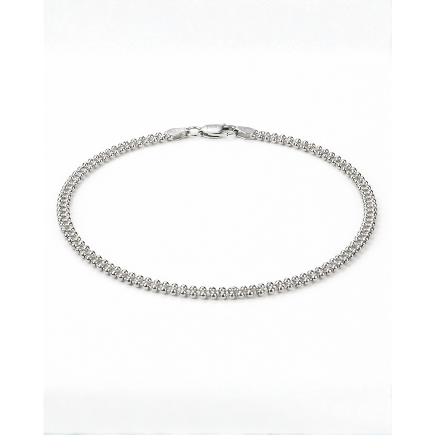 Silver Double Bead Chain Anklet