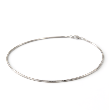 Silver chain anklet on a white background