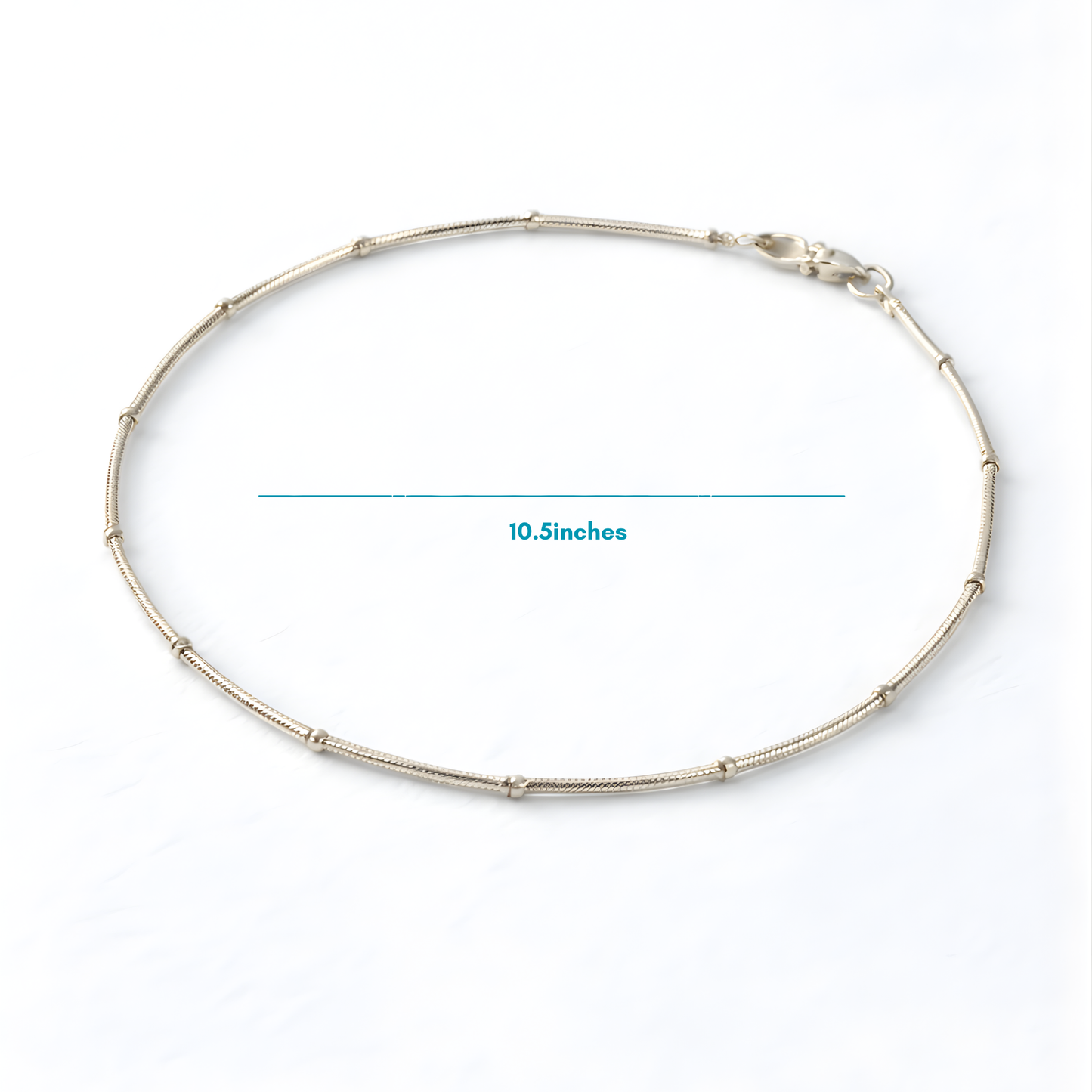 Silver Snake Chain with Silver Beads Anklet