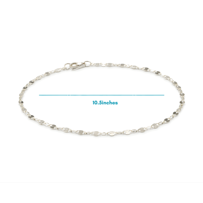 Silver Barrel Link Chain Anklet