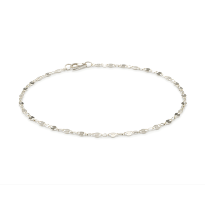 Silver Barrel Link Chain Anklet