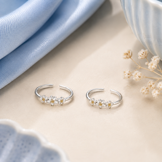 Triple Floral Toe Ring